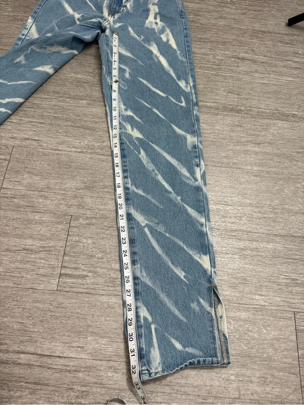 Lioness Bleach Wash Straight Leg Jeans Blue White Tie Dye High Rise Denim XXS